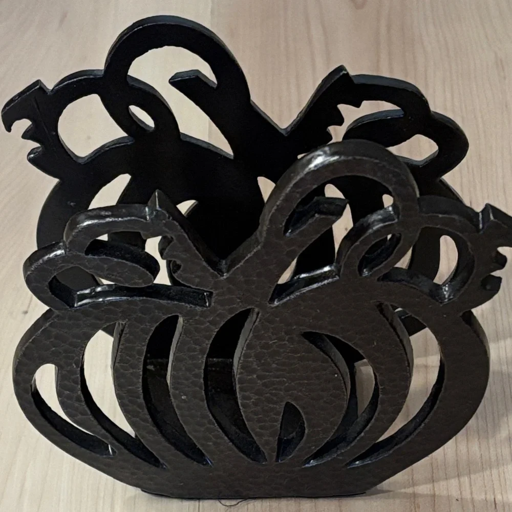 Vintage Crate&Barrel Rustic Metal Pumpkin Napkin Holder